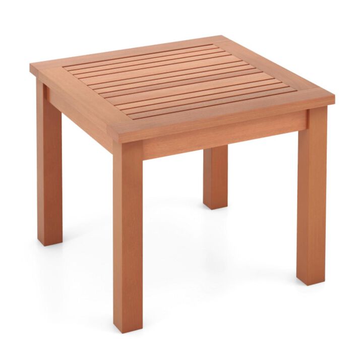 Hivvago 18 Inch Square End Outdoor Adirondack Side Table with Slatted Tabletop