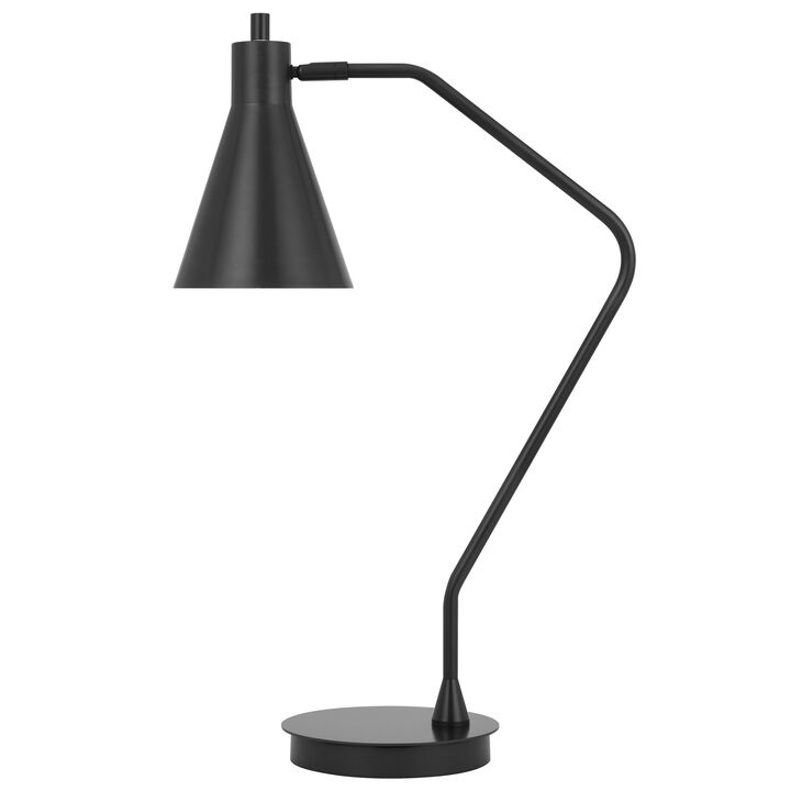 Sty 24 Inch Task Table Lamp, Swivel Gray Shade, Angled Thin Metal Pole - Benzara