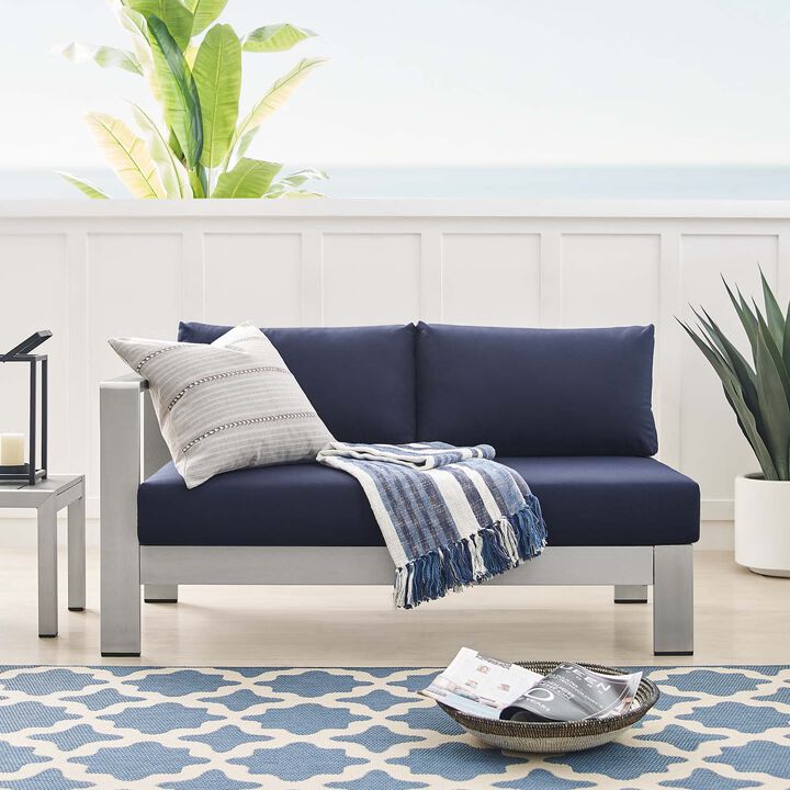Modway - Shore Sunbrella® Fabric Aluminum Outdoor Patio Left-Arm Loveseat