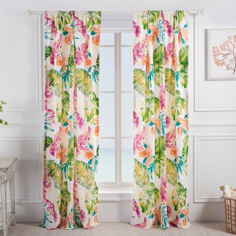 Greenland Home Fashions Tropics Window Panel Pair - 42x84", Coral
