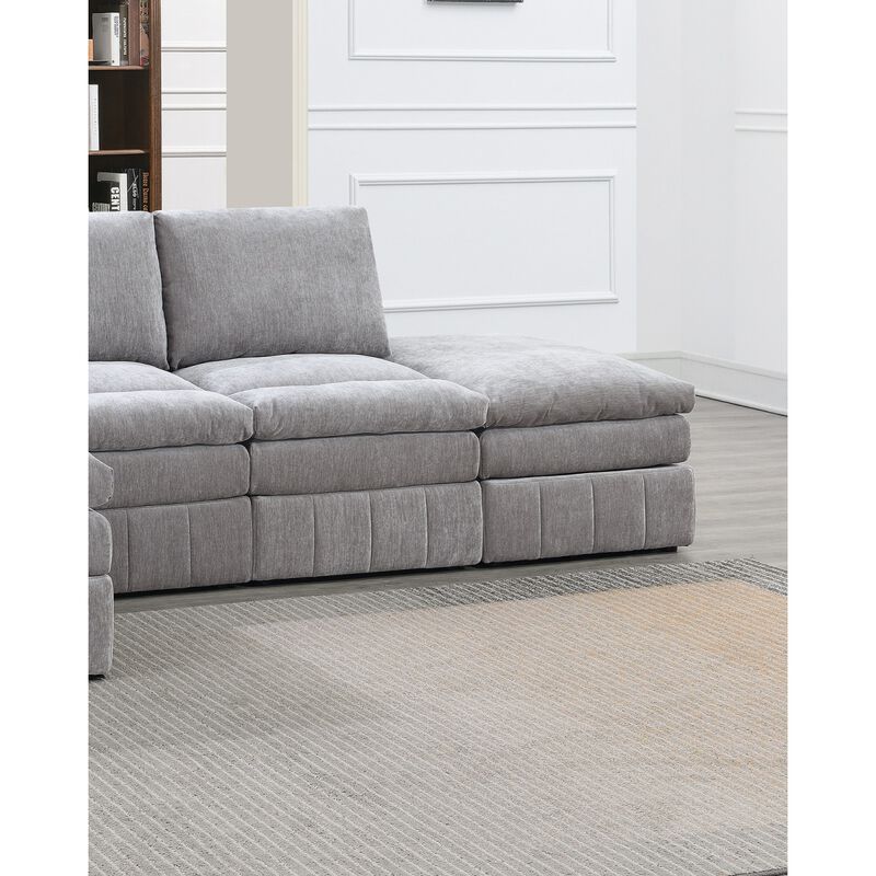 1 Piece Armless Chair Modular Plush Chair Sectional Sofa Granite Morgan Fabric Suede