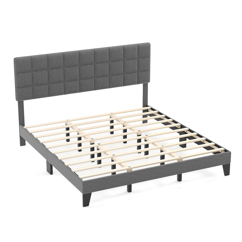 Modern Linen Bed Frame with Adjustable Headboard for Customizable Comfort and Stylish Bedroom Design