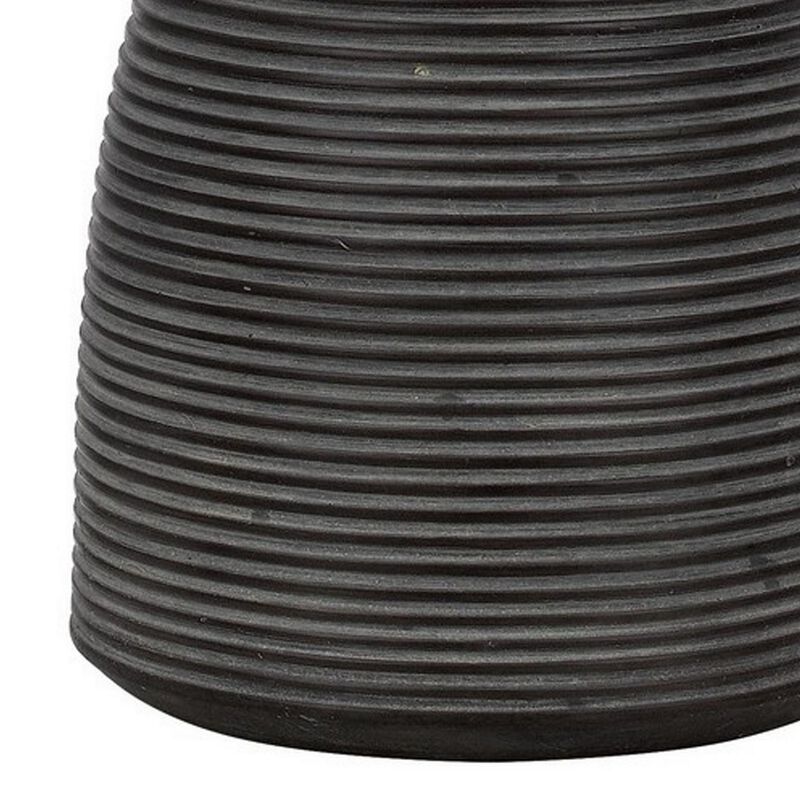 29 Inch Classic Table Lamp, Textured Lined Body, Ceramic, Charcoal Black-Benzara