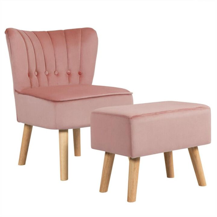 Hivvago Modern Accent Chair Ottoman Set with Footstool