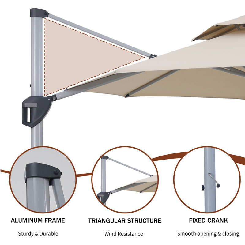 Mondawe 10ft Square Cantilever Patio Umbrella with Weighted Base Included