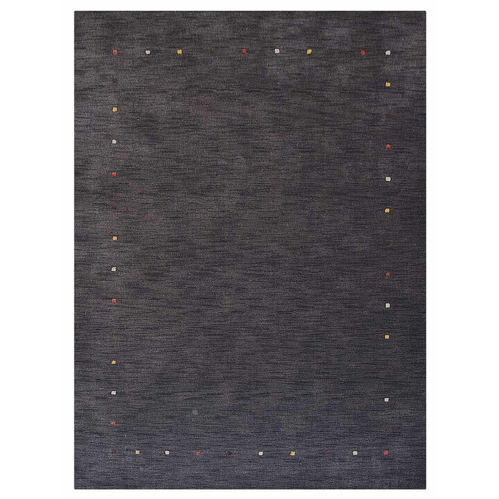 RUGSOTIC CARPETS HAND KNOTTED LOOM WOOL ECO-FRIENDLY AREA RUGS  - 6'x9', Rectangle, Charcoal Color, Contemporary Modern Design, High Pile Thick Handmade Anti Skid Rugs for Living Room (L00101)