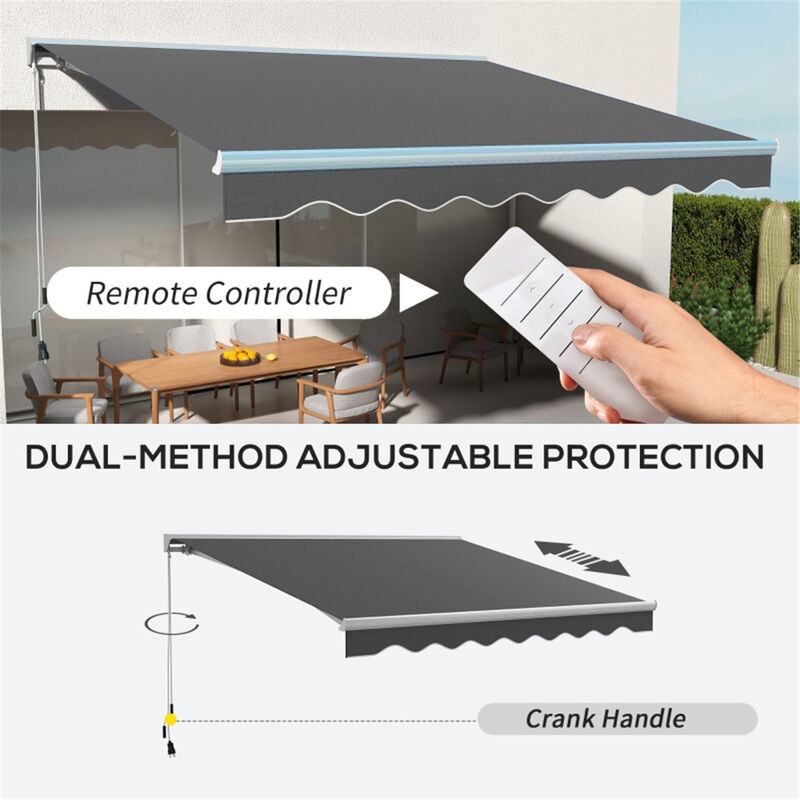 Remote-Controlled Retractable Awning for Patio Deck or Garden Shade