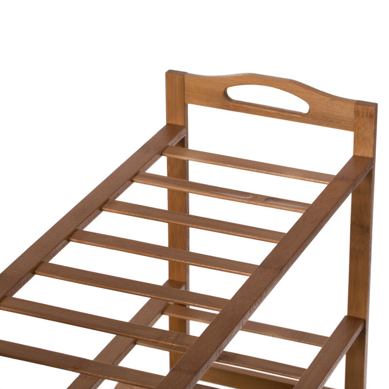 Bamboo Storage Shoe Rack, Free Standing Shoe Organizer Storage Rack, 2 Tier