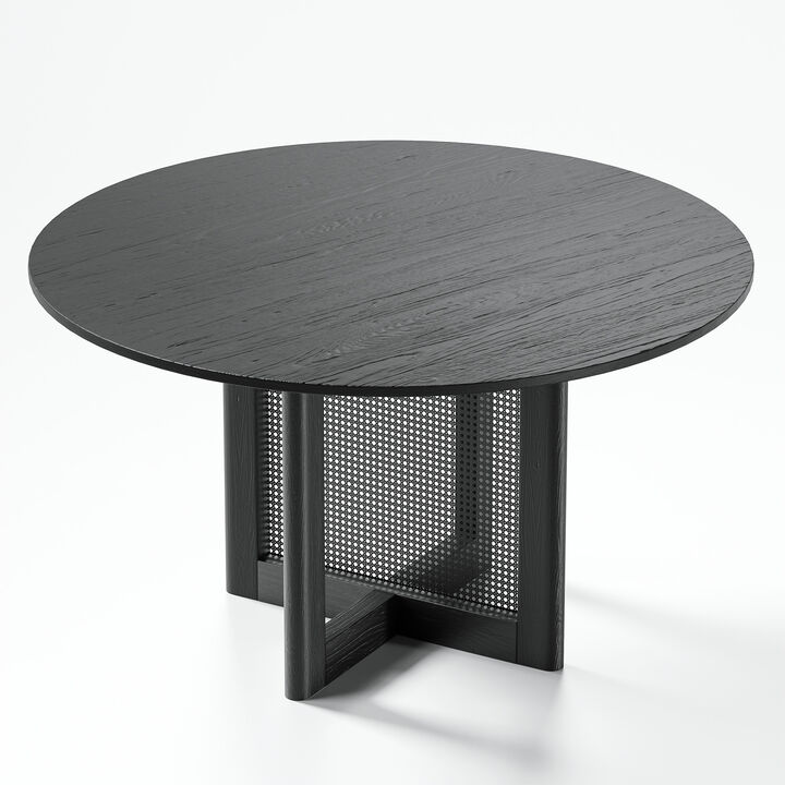 52 Cinna Modern Walnut Oak Wood Round Dining Table （Seats 6）