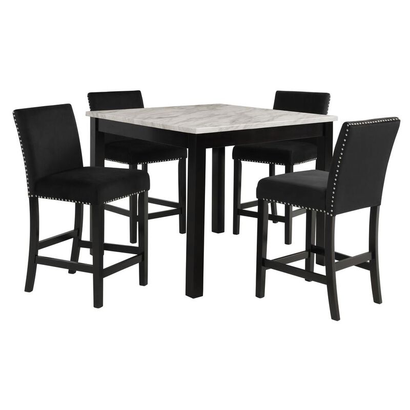New Classic Furniture Furniture Celeste 5-Piece Faux Marble & Wood Counter Set in Black