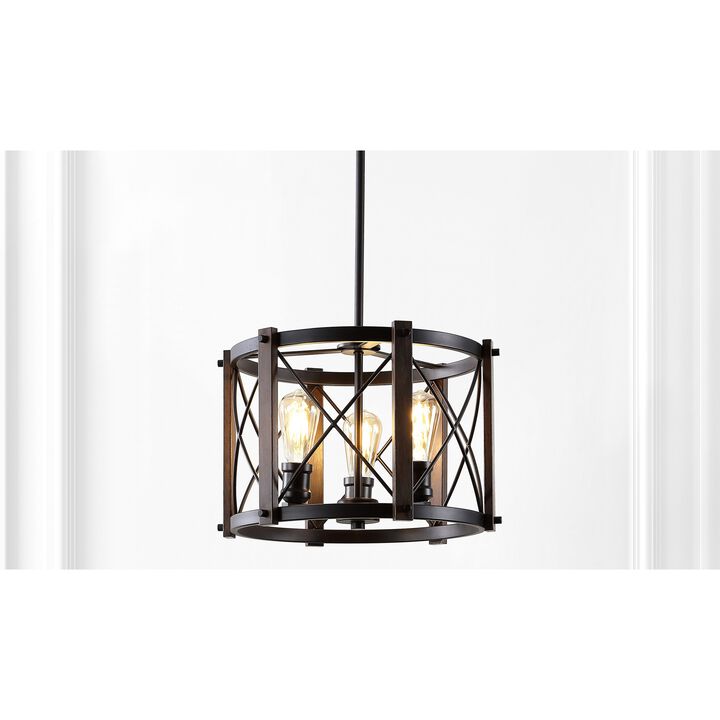 Ferme 3-Light Adjustable Iron Rustic Farmhouse LED Pendant