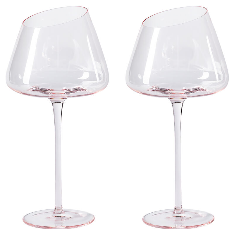 VENTRAY Home French Style Pink Crystal Wine Glasses..