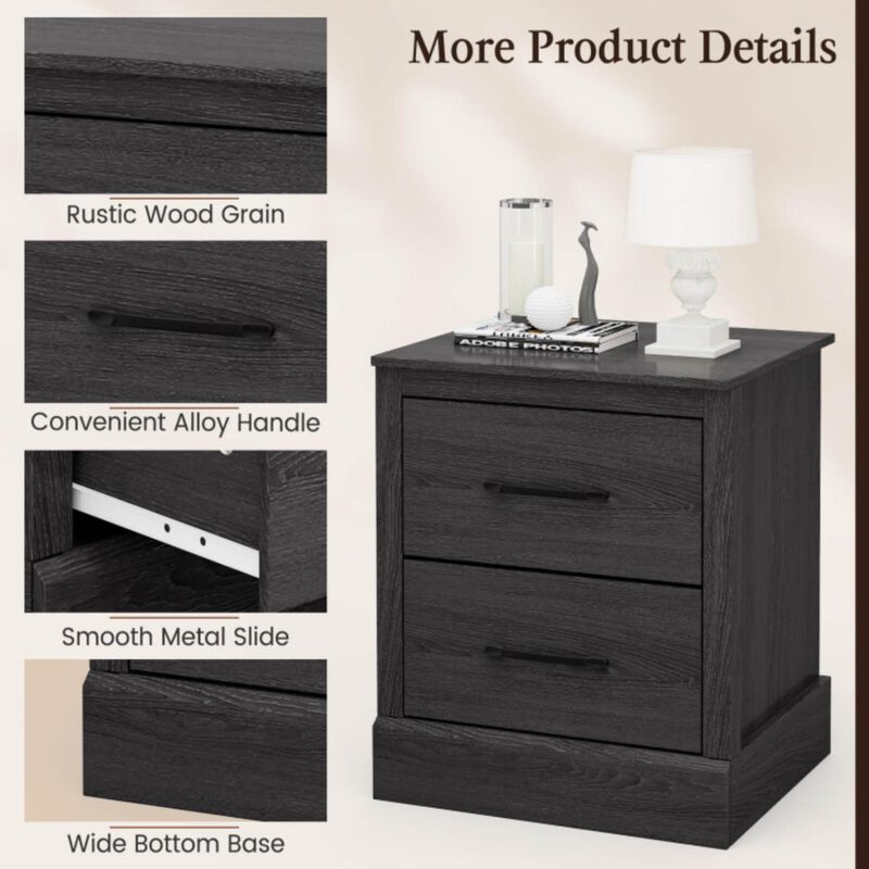 Hivvago Wood Compact Floor Nightstand with Storage Drawers