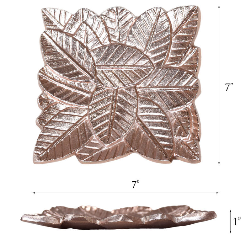 Handmade Decorative Bronze Color Coated 6.88 x 6.88 x 0.78 Inches Aluminium Tray 043AB BBH Home's