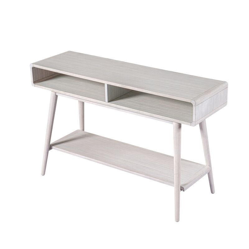 Camy Sofa Console Table, 2 Open Cubbies, 1 Lower Shelf, White 48 Inch - Benzara