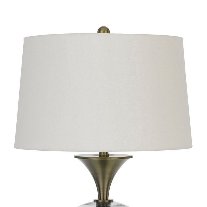 46 Inch Metal And Glass Globe Table Lamp, Dimmer, Brass Finish-Benzara
