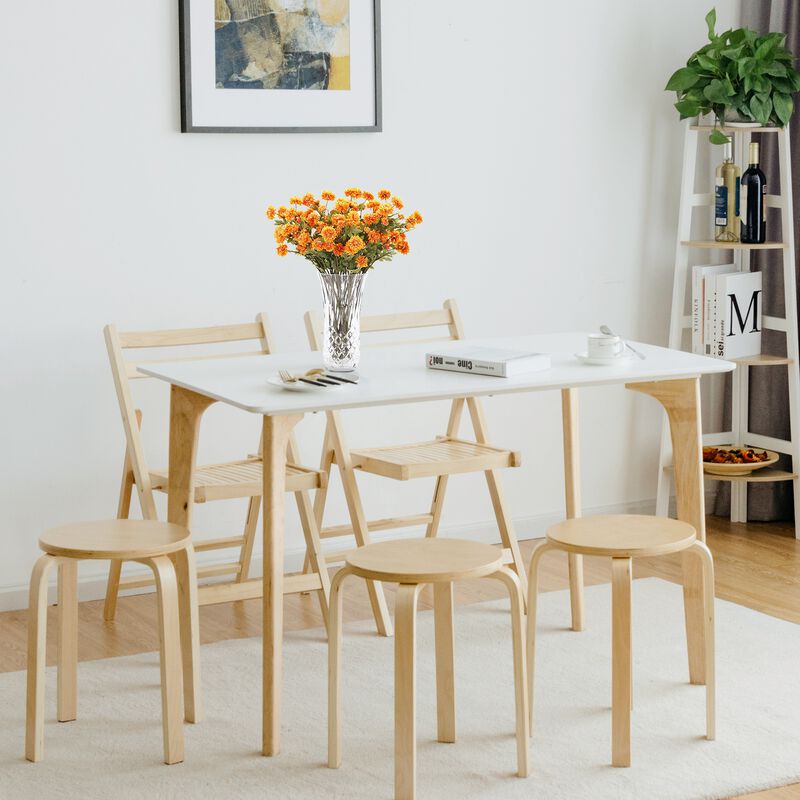 Set of 4 18 Inch Stackable Bentwood Dining Chairs with Round Top