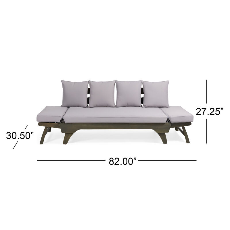 Merax Acacia Wood Patio Convertible Couch Sofa Bed