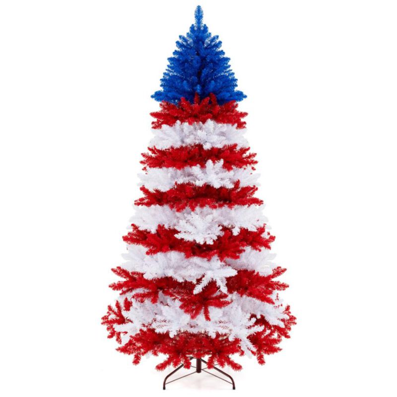 Hivvago 7.5 Feet Artificial Christmas Tree with Warm White LED Lights