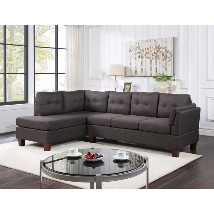 Dalia Dark Gray Linen Modern Sectional Sofa With Left Facing Chaise