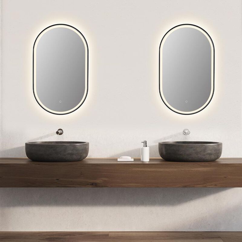 Altair Framed in Matt Black Modern Bathroom/Vanity LED Lighted Wall Mirror