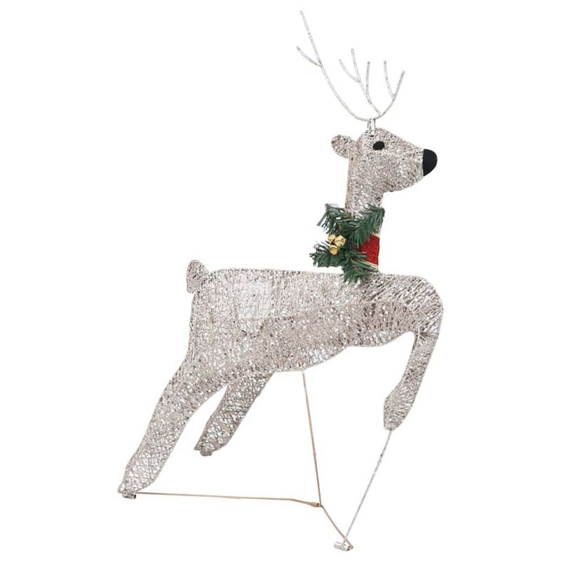 Garden 4pc Reindeer and Sleigh Christmas Decoration, 100 LEDs, Gold - Benzara