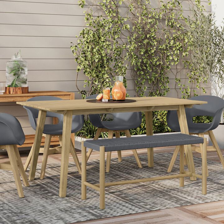 Simpli Home Dahlia Solid Acacia Wood Outdoor Indoor Bench In Grey