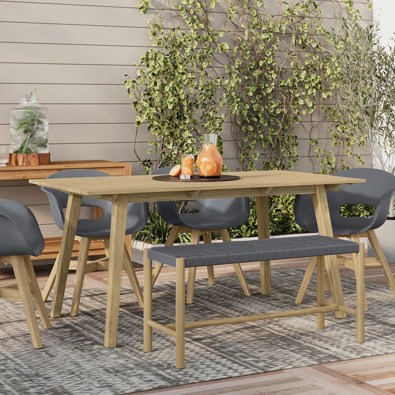 Simpli Home Dahlia Solid Acacia Wood Outdoor Indoor Bench In Grey