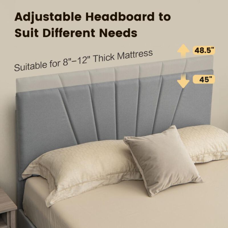 Hivvago Upholstered Bed Frame with Drawer and Adjustable Headboard