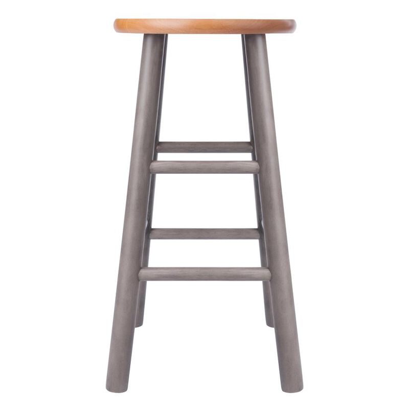 Huxton 2-Pc Counter Stools, 24", Gray & Teak