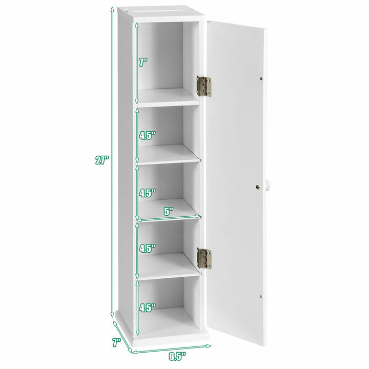 Costway Toilet Tissue Storage Tower Bathroom Storage Floor Cabinet w/ 4 Shelves