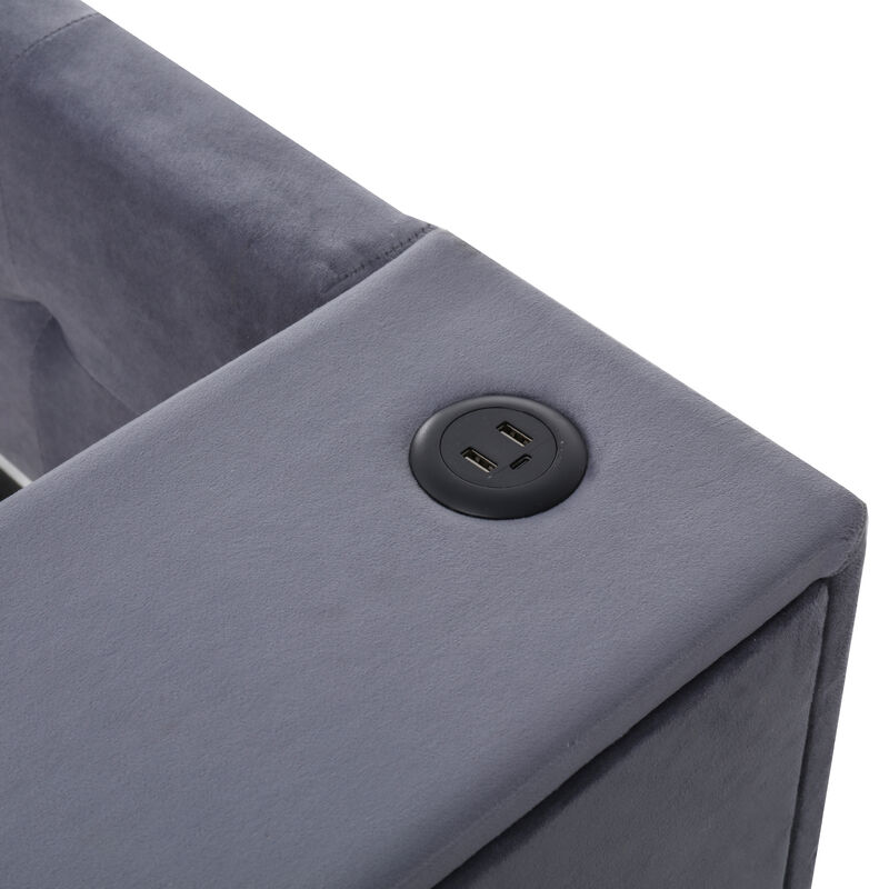Merax Upholstered Bed with Trundle and USB Charging Ports