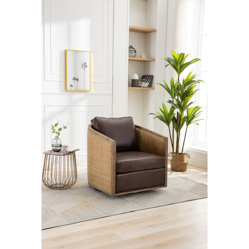 Swivel Barrel Chair, Comfy Round Accent Sofa Chair For Living Room, 360 Degree Swivel Barrel