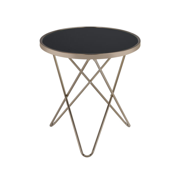 ACME Valora End Table, Champagne & Black Glass