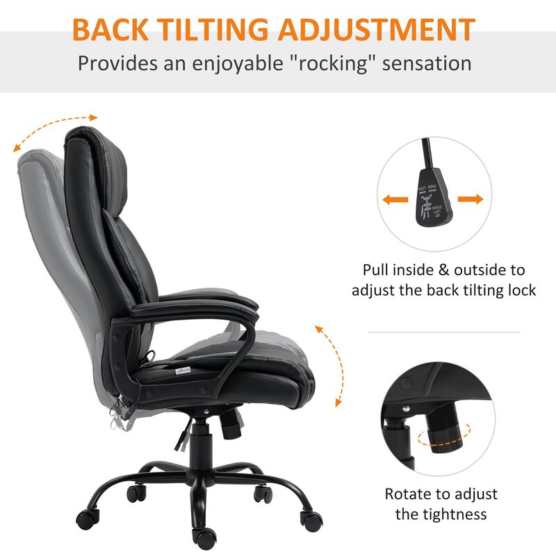 Black Office Comfort: Massage Executive Chair with 6-Point Vibration