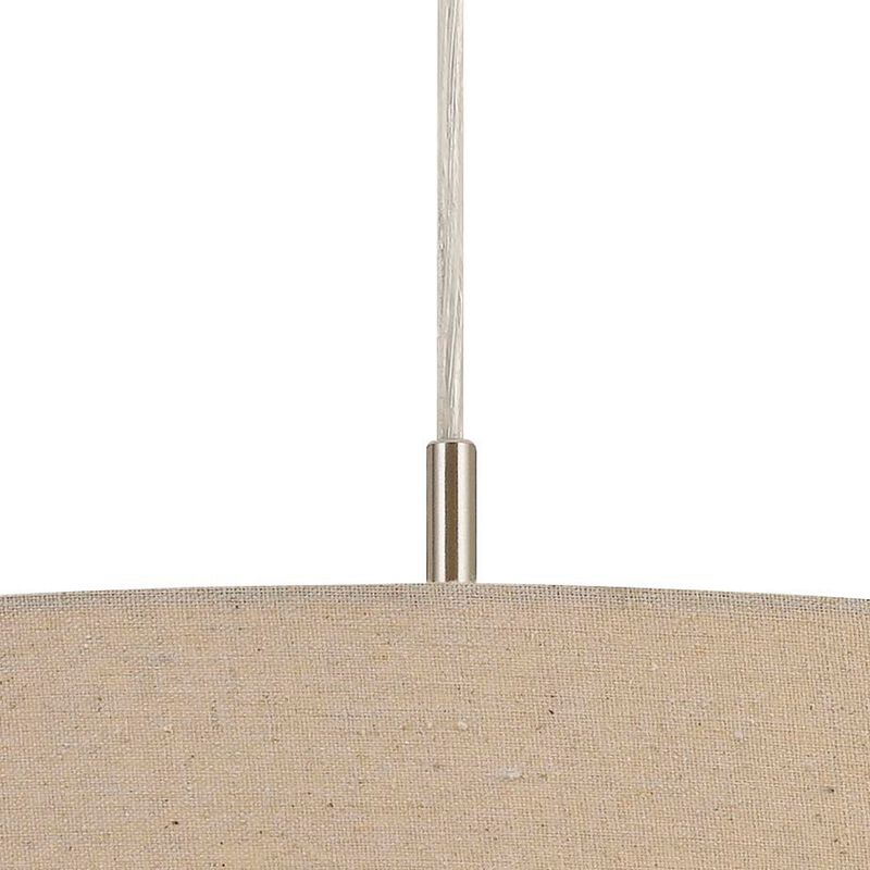 60W x 3 Drum Shade Pendant Fixture, Beige and Silver-Benzara