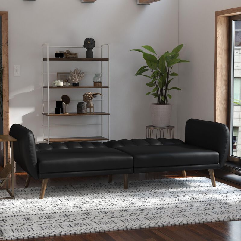 Novogratz Brittany Futon, Black Faux Leather