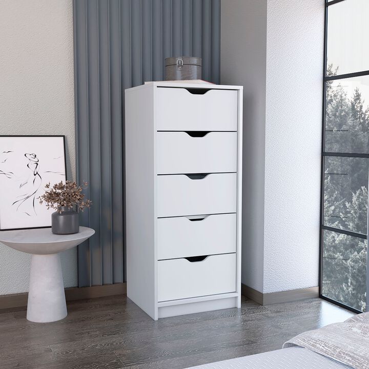 DEPOT E-SHOP Houma 5 Drawers Narrow Dresser, Slim Storage Chest of Drawers