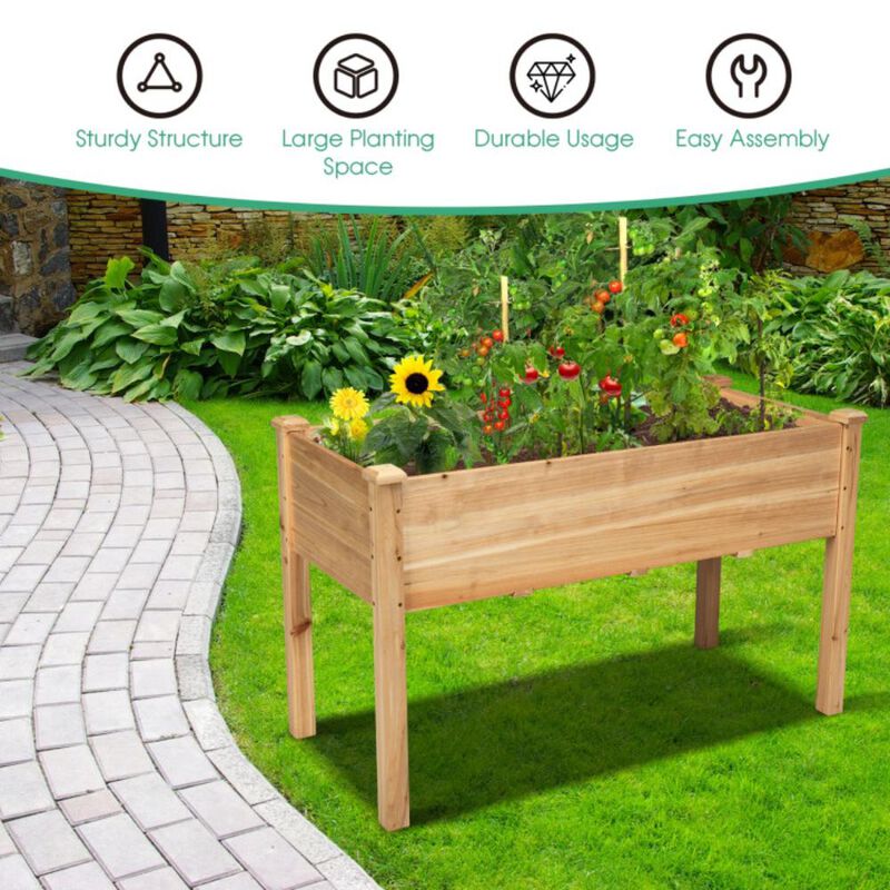 Hivvago Wooden Raised Vegetable Garden Bed Elevated Grow Vegetable Planter