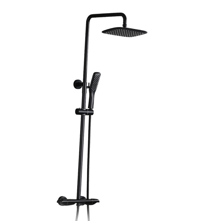 2-Function Thermostatic Rainfall Shower System In Matte Black