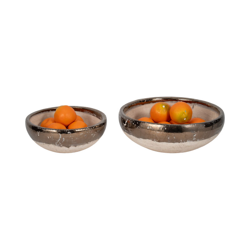 Gold Rim Terracotta Bowls set