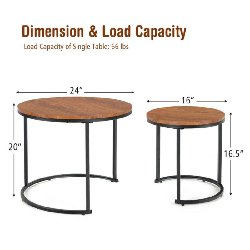 Hivvago Set of 2 Modern Round Stacking Nesting Coffee Tables