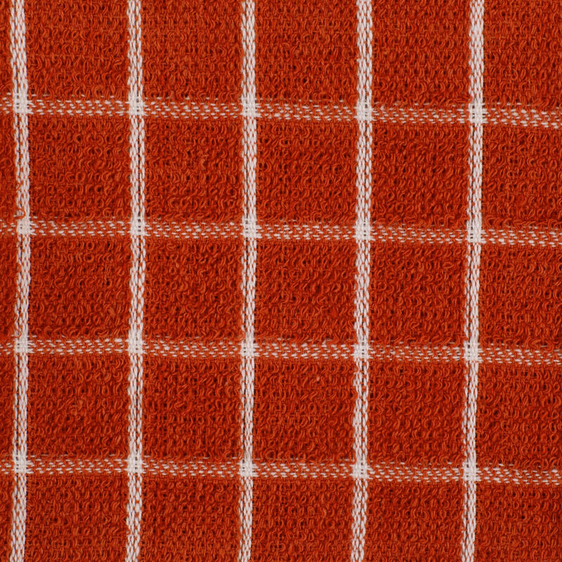 Set of 6 Terracotta and White Windowpane Patterned Dishcloths 12" x 12"