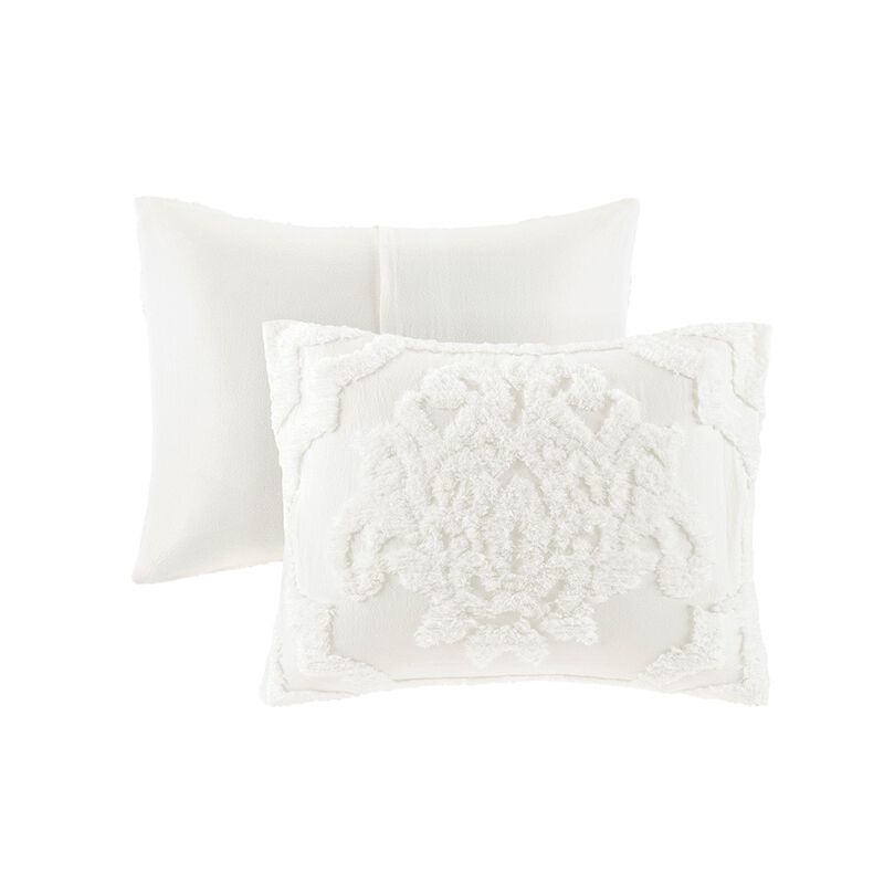 Gracie Mills Fitzpatrick 3 piece Tufted Cotton Chenille Damask Duvet Cover Set