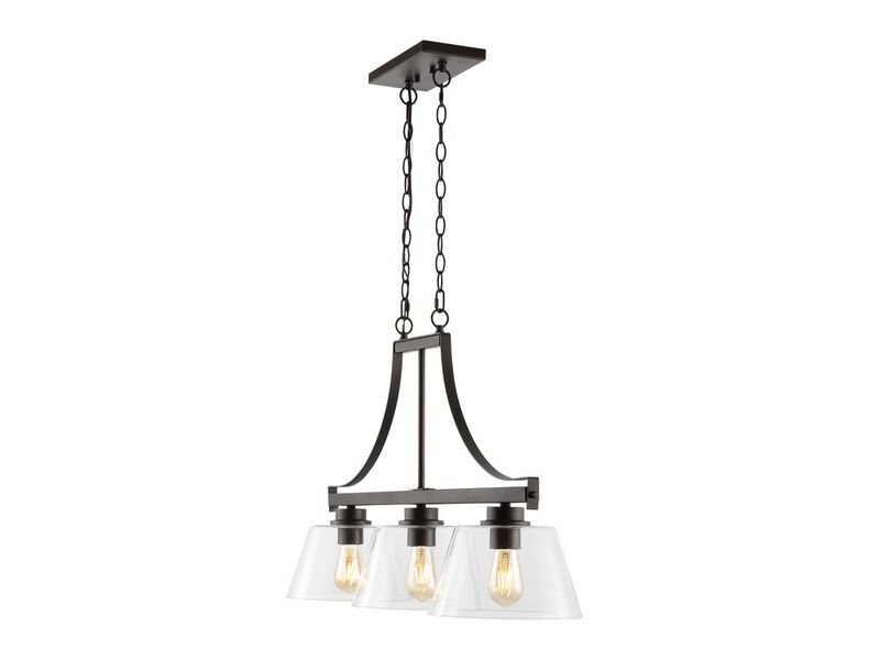 Jayden 3-Light Industrial Farmhouse Iron/Glass Linear LED Pendant