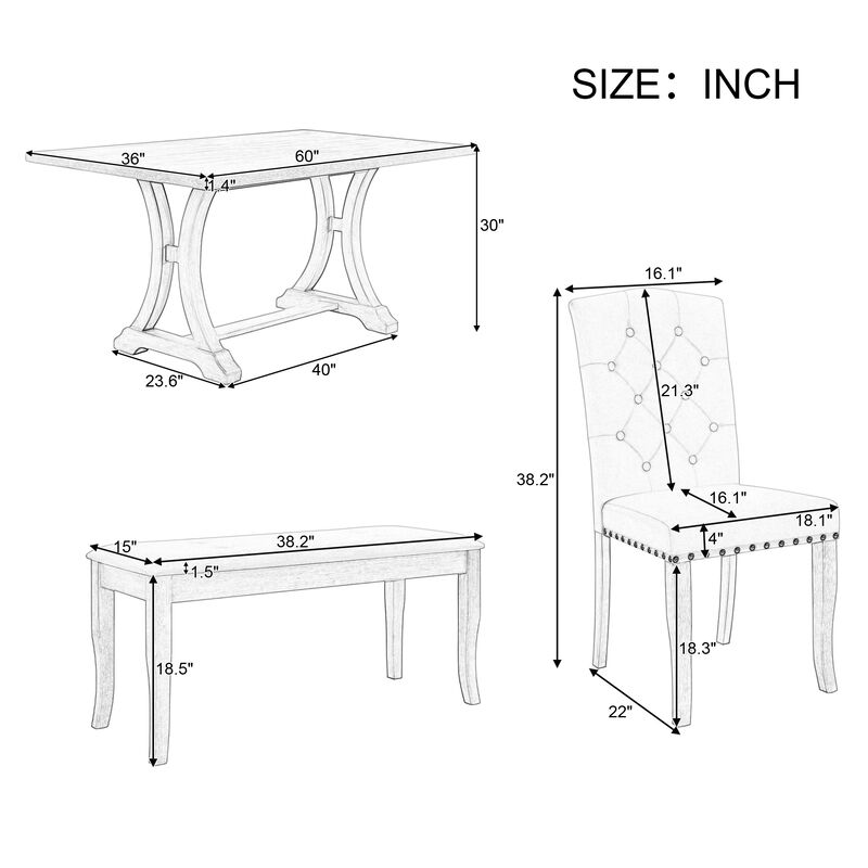 Merax 6-Piece Farmhouse Dining Table Set