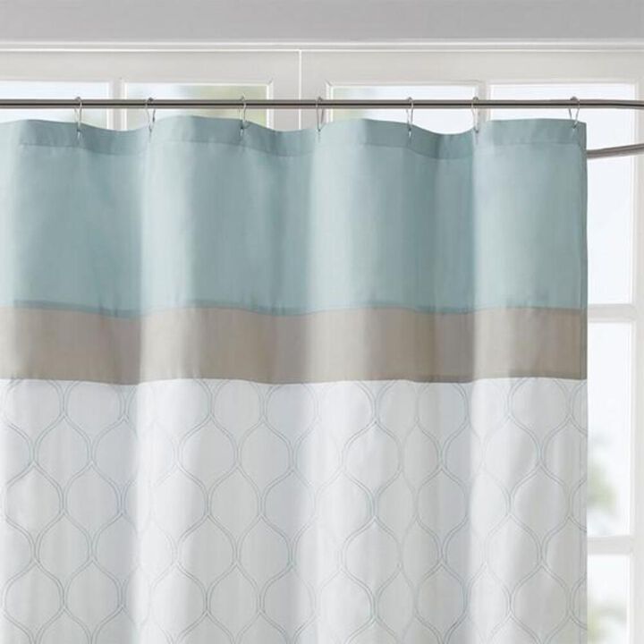 Belen Kox SereneBlue Embroidered Shower Curtain, Belen Kox