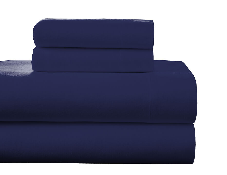 Pointehaven Superior Weight 175 GSM 100% Cotton White Solid Flannel Deep Pocket 3 pc Sheet Set, Twin