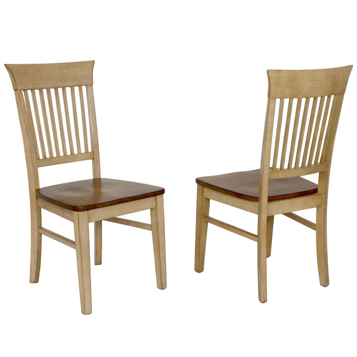 Brook Distressed Two Tone Light Creamy Wheat with Warm Pecan Brown Side Chair (Set of 2)