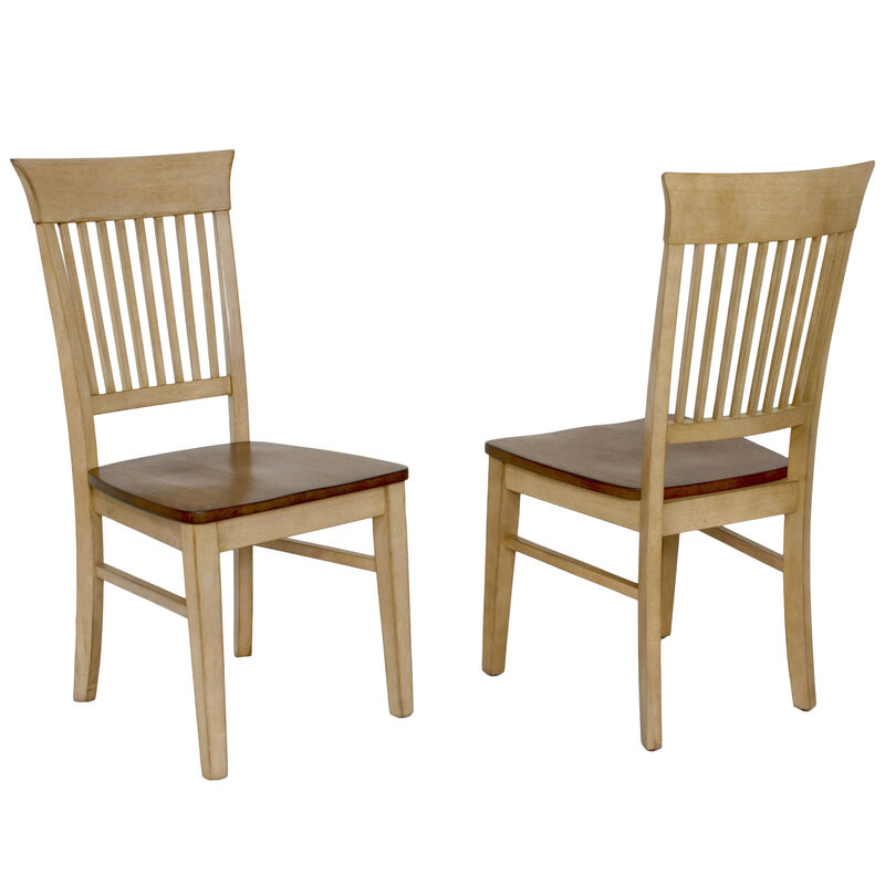 Brook Distressed Two Tone Light Creamy Wheat with Warm Pecan Brown Side Chair (Set of 2)